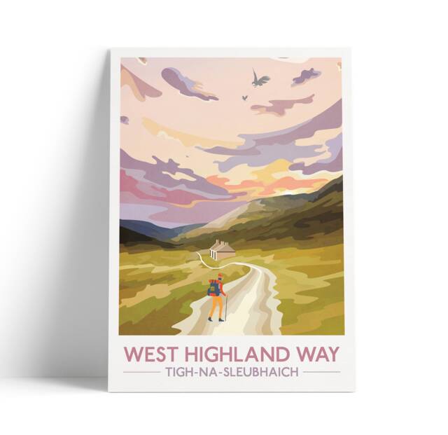 West Highland Way Print, Hillwalker Poster, Tigh-Na-Sleubhaich, Ruin Of Lairigmor, Art Prints, Graphic Scottish Gift - image 1