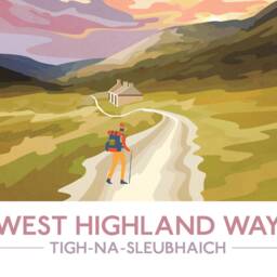 West Highland Way Print, Hillwalker Poster, Tigh-Na-Sleubhaich, Ruin Of Lairigmor, Art Prints, Graphic Scottish Gift - thumbnail 3