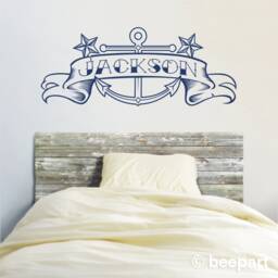 Personalized Anchor Wall Decal Nautical Theme Vinyl Art, Sailor Tattoo Style - thumbnail 1