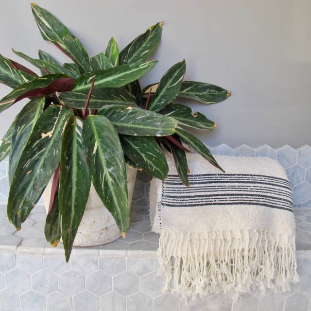 Luxury Bath Towel Hand Woven in Morocco With Berber Wool & Egyptian Cotton - Cream Black 180 X 95cm Bathroom, Interior - image 1