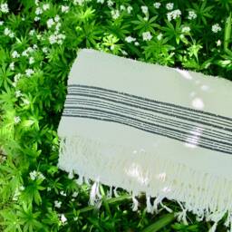 Luxury Bath Towel Hand Woven in Morocco With Berber Wool & Egyptian Cotton - Cream Black 180 X 95cm Bathroom, Interior - thumbnail 4