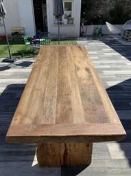 Handmade Rustic Solid Wood Dining Table Farmhouse Style - thumbnail 1