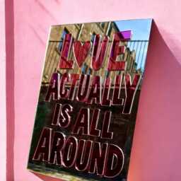 Love Actually Is All Around Acrylic Mirror, 3D Mirror Sign, Valentine Wall Art, Retro Kitchen Art - thumbnail 3