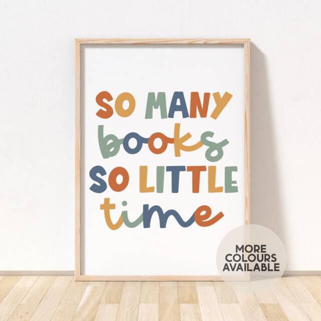So Many Books Print - Reading Corner Playroom Library Kids Wall Scandi Unframed - image 1