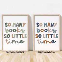 So Many Books Print - Reading Corner Playroom Library Kids Wall Scandi Unframed - thumbnail 3