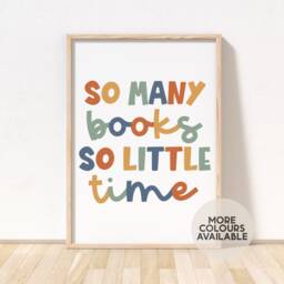 So Many Books Print - Reading Corner Playroom Library Kids Wall Scandi Unframed - thumbnail 1