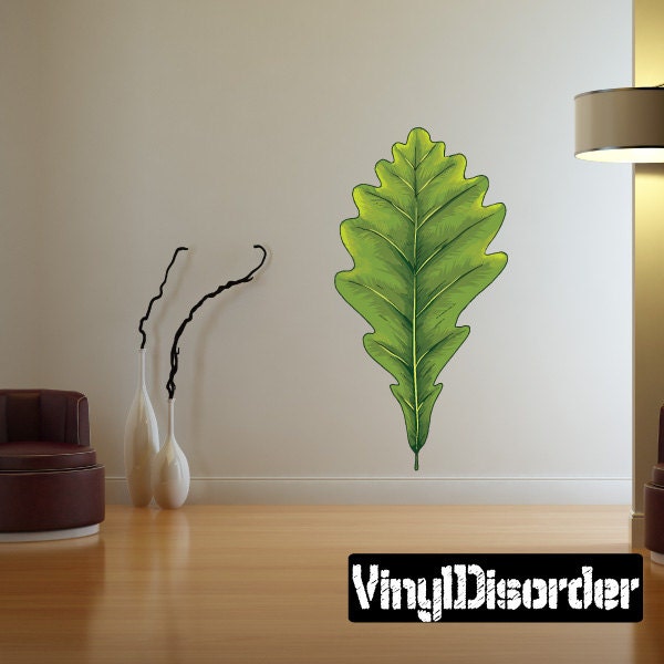 Floral Leaf Wall Decal - Fabric Vinyl Removable & Reusable Floralleafuscolor002Et