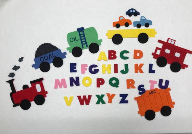 Alphabet Train Felt Board Set, Montessori Toys Toddler Learning Activities, Travel Gift For Kids, Birthday Party Gifts, Preschool - image 1