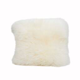 Luxurious Natural White Sheepskin Cushion With Inner - Plush New Zealand Wool 40x40cm Eco-Friendly Packaging - thumbnail 3