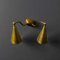 Mid-Century Modern Brass Wall Sconce Handmade Double Light Fixture - thumbnail 3