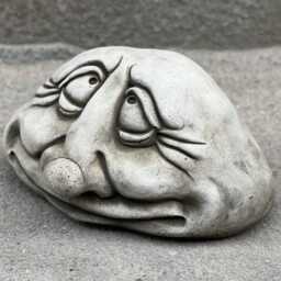 stone Smiling Face Sculpture Funny Garden Ornament Outdoor Funny Cement Art For Outdoor Decor Unique Yard Decoration Halloween Figurine Gift - thumbnail 2
