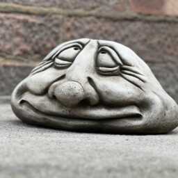 stone Smiling Face Sculpture Funny Garden Ornament Outdoor Funny Cement Art For Outdoor Decor Unique Yard Decoration Halloween Figurine Gift - thumbnail 3