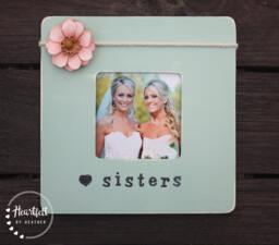 Sisters Picture Frame - Custom Wood Photo With Flower - thumbnail 1