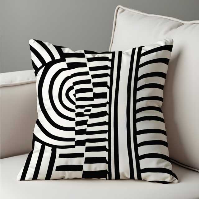 Black & White Geometric Throw Pillow Cover, Bold Modern Abstract Cushion Case For Sofa Or Bed, Minimalist Monochrome Home Decor Accent - image 1