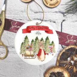 Personalised Christmas Ornament, Keepsake, Hanging Decoration, Gift, Bunny Rabbit Ornament - thumbnail 2