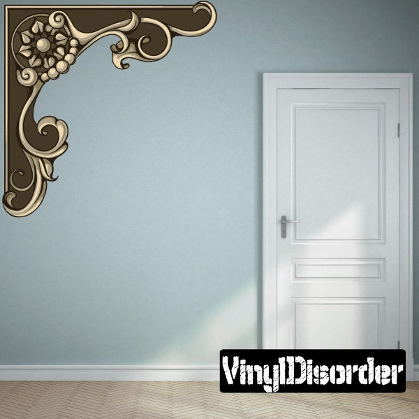 Floral Frame Wall Decal - Fabric Vinyl Removable & Reusable Floralframeuscolor034Et
