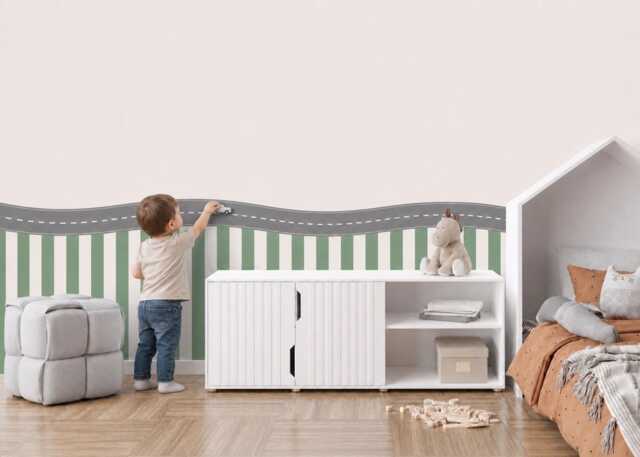Road Border Wall Stickers, Peel Stick Vinyl Strips For Kids Bedroom Nursery Decor - image 1