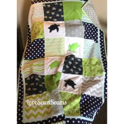 Sea Turtle Quilt/Sea Turtle Matching Items Available/Baby Quilt/Handmade Quilt/Sea Nursery/Sea Blanket/Sea - thumbnail 1