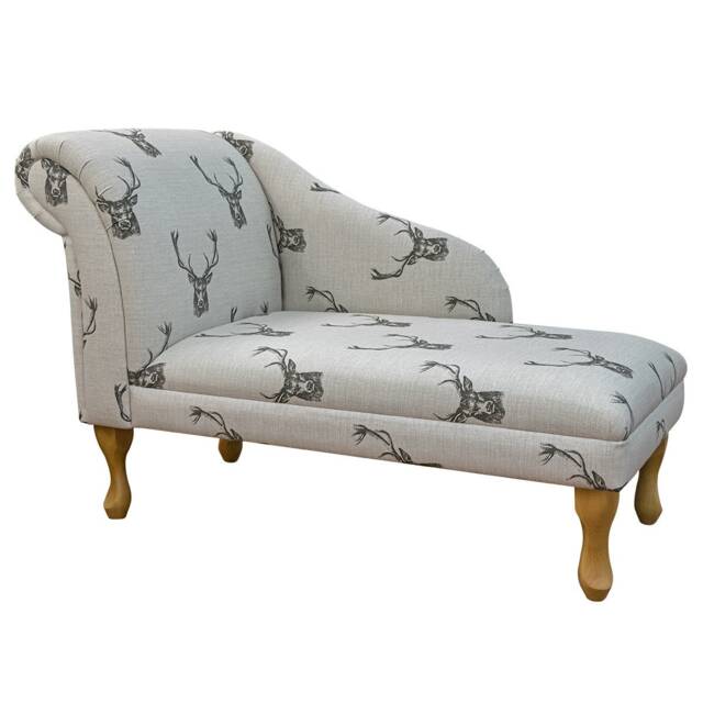 Handmade Chaise Longue Stag Cotton Fabric, British Design - image 1