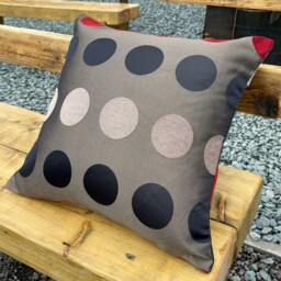 Polka Dot Cushion Covers - Set Of 4 Red, Brown, & Grey - Hidden Zip Worldwide Shipping - thumbnail 4