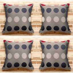 Polka Dot Cushion Covers - Set Of 4 Red, Brown, & Grey - Hidden Zip Worldwide Shipping - thumbnail 2