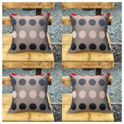 Polka Dot Cushion Covers - Set Of 4 Red, Brown, & Grey - Hidden Zip Worldwide Shipping - thumbnail 3