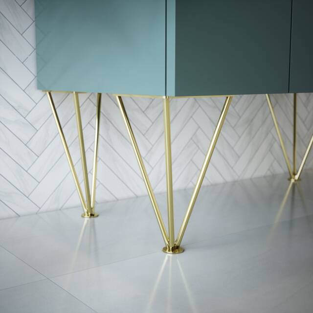 Brass Cabinet Legs Set Of 4, Gold Metal Furniture Legs, 10'' Height - image 1