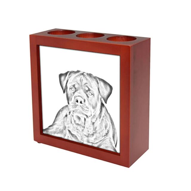 Rottweiler - Wooden Stand For Candles/Pens With The Image Of A Dog New Collection - image 1