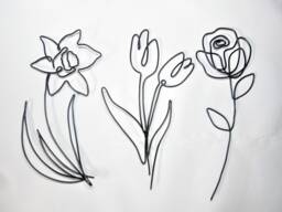 Metal Wall Art Spring Flowers Home Decor, Aesthetic Rose Tulip Daffodil Botanical Wire Nursery Garden Decor Gifts - thumbnail 1