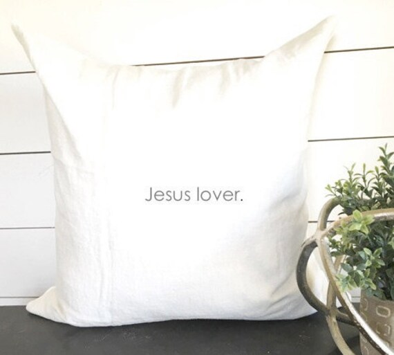 Jesus Lover Pillow Cover, Pillow, Christian Decor, Inspirational Gift, Baptism Wedding Decor - image 1
