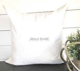 Jesus Lover Pillow Cover, Pillow, Christian Decor, Inspirational Gift, Baptism Wedding Decor - thumbnail 1