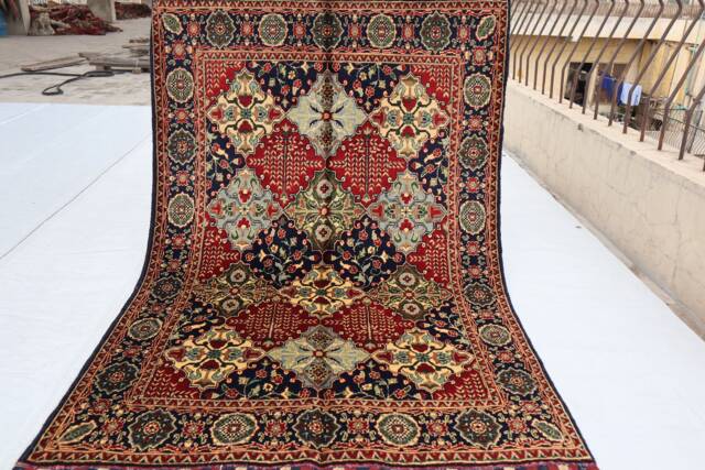Afghan Geometric Rug, 3'6x5'2 Ft Top Quality Hand Knotted Soft Wool Handmade Area Turkmen Oriental Bukhara Rug 3x5 Living Room - image 1