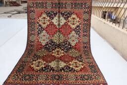 Afghan Geometric Rug, 3'6x5'2 Ft Top Quality Hand Knotted Soft Wool Handmade Area Turkmen Oriental Bukhara Rug 3x5 Living Room - thumbnail 1