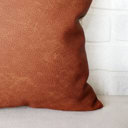Terracotta Old Look Pattern Faux Leather Pillow Cover/Scandinavian Home Decor/Housewarming Gift-1Pc - thumbnail 2