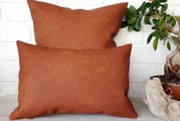 Terracotta Old Look Pattern Faux Leather Pillow Cover/Scandinavian Home Decor/Housewarming Gift-1Pc - thumbnail 1