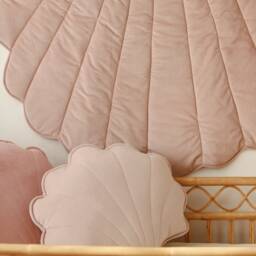 Pink Velvet Shell Play Mat - Mermaid Nursery Rug, Ocean-Themed Baby Mat, Seashell Floor Cushion, Tummy Time Fairy Tale Photo Prop - thumbnail 3