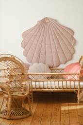 Pink Velvet Shell Play Mat - Mermaid Nursery Rug, Ocean-Themed Baby Mat, Seashell Floor Cushion, Tummy Time Fairy Tale Photo Prop - thumbnail 1