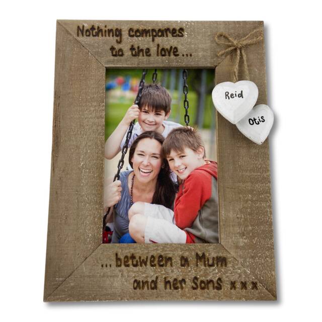 Love Between Mum & Son - Mummy Mom Birthday Mother's Day Gift Personalised Driftwood Style Photo Frame 6x4 - image 1