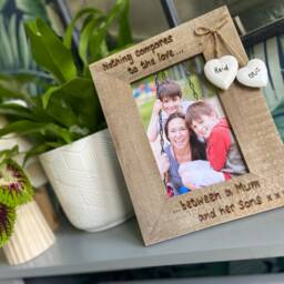 Love Between Mum & Son - Mummy Mom Birthday Mother's Day Gift Personalised Driftwood Style Photo Frame 6x4 - thumbnail 2