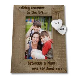 Love Between Mum & Son - Mummy Mom Birthday Mother's Day Gift Personalised Driftwood Style Photo Frame 6x4 - thumbnail 1
