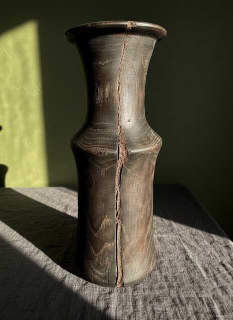 Hand-Carved Bog Oak Wooden Vase - Ancient Morta Sculpture, 5Th Anniversary Gift, UK Handmade - image 1