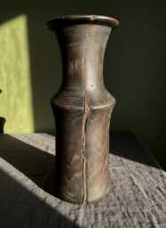 Hand-Carved Bog Oak Wooden Vase - Ancient Morta Sculpture, 5Th Anniversary Gift, UK Handmade - thumbnail 1