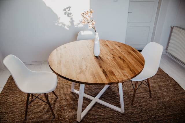 Round Extendable Kitchen Table, Round Dining Room Table With Oak Top, For 6 People, M??ne White Ii - image 1