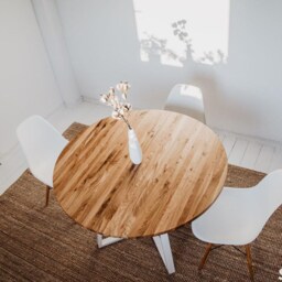 Round Extendable Kitchen Table, Round Dining Room Table With Oak Top, For 6 People, M??ne White Ii - thumbnail 2