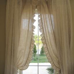 Curtain Panels -French Country Beach Cottage Chic Rod Pocket Ruffled Rustic Pair Duck Linen Fabric Turkey Turkish Nurdanceyiz - thumbnail 2