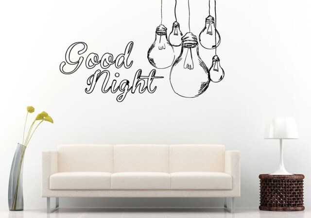 Good Night Words Hanging Light Bulbs Sleep Quote Citation Saying Bedroom Sleeping Room Wall Decal Vinyl Sticker Mural Decor L1156 - image 1