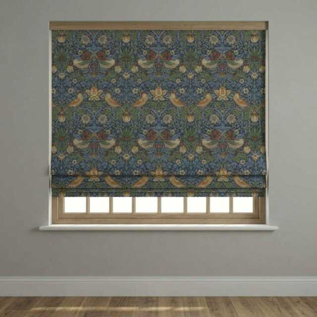 Custom Made To Measure Roman Blind Shade William Morris Strawberry Thief Navy Hand Crafted - image 1