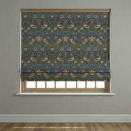 Custom Made To Measure Roman Blind Shade William Morris Strawberry Thief Navy Hand Crafted - thumbnail 1