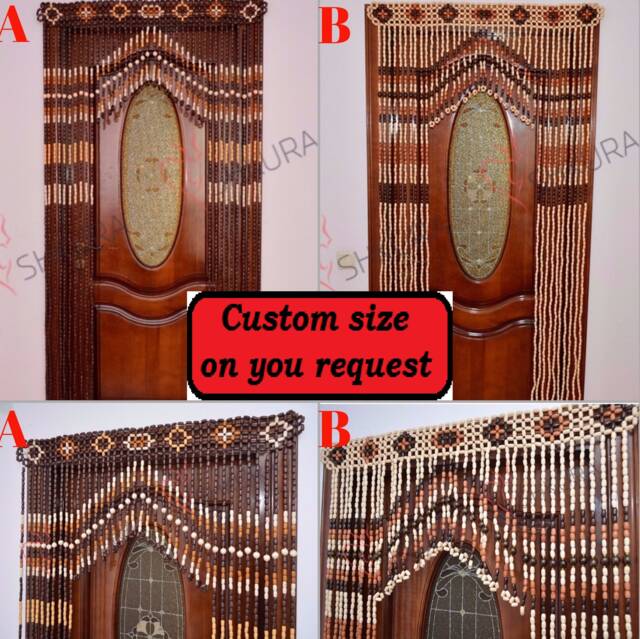 Handmade Wood Bead Door Curtain Bohemian Decor, 41x75 Inches - image 1