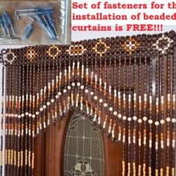 Handmade Wood Bead Door Curtain Bohemian Decor, 41x75 Inches - thumbnail 2